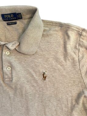 POLO Ralph Lauren Custom Slim Fit Short Sleeve Polo Shirt Mens XL Tan